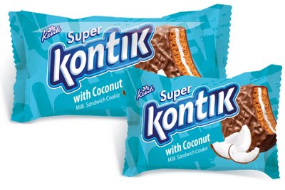 Печиво-сендвіч «Super Kontik» зі смаком кокосу молочний 417404276  фото