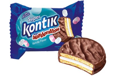 Печиво затяжне глазуроване «Super Kontik» з начинкою маршмелоу 417404238  фото